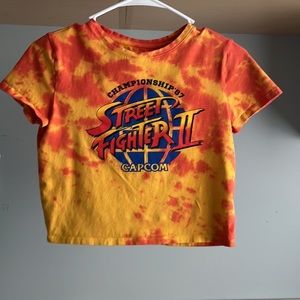 Cropped Short Sleeve Tie-Dye Street Fighter Tee